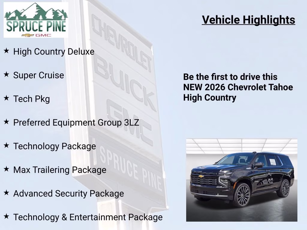 2026 Black Chevrolet Tahoe High Country 4X4 SUV