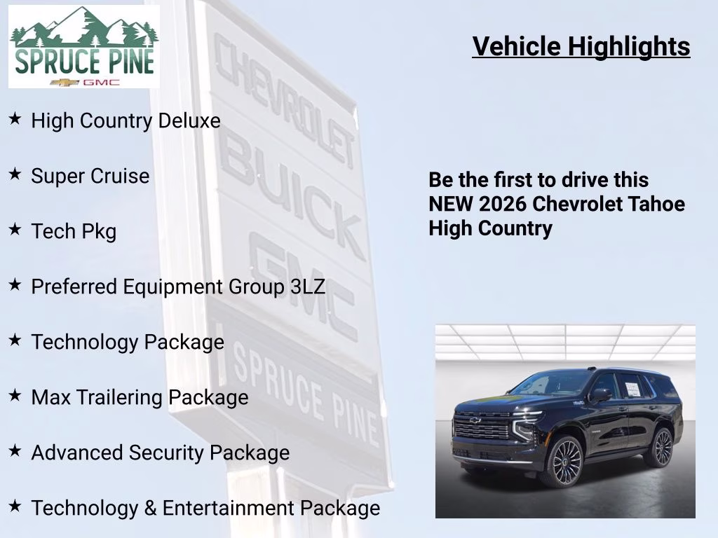 2026 Black Chevrolet Tahoe High Country 4X4 SUV