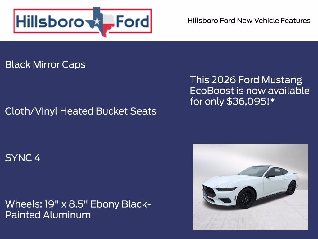 2026 Oxford White Ford Mustang EcoBoost RWD Coupe