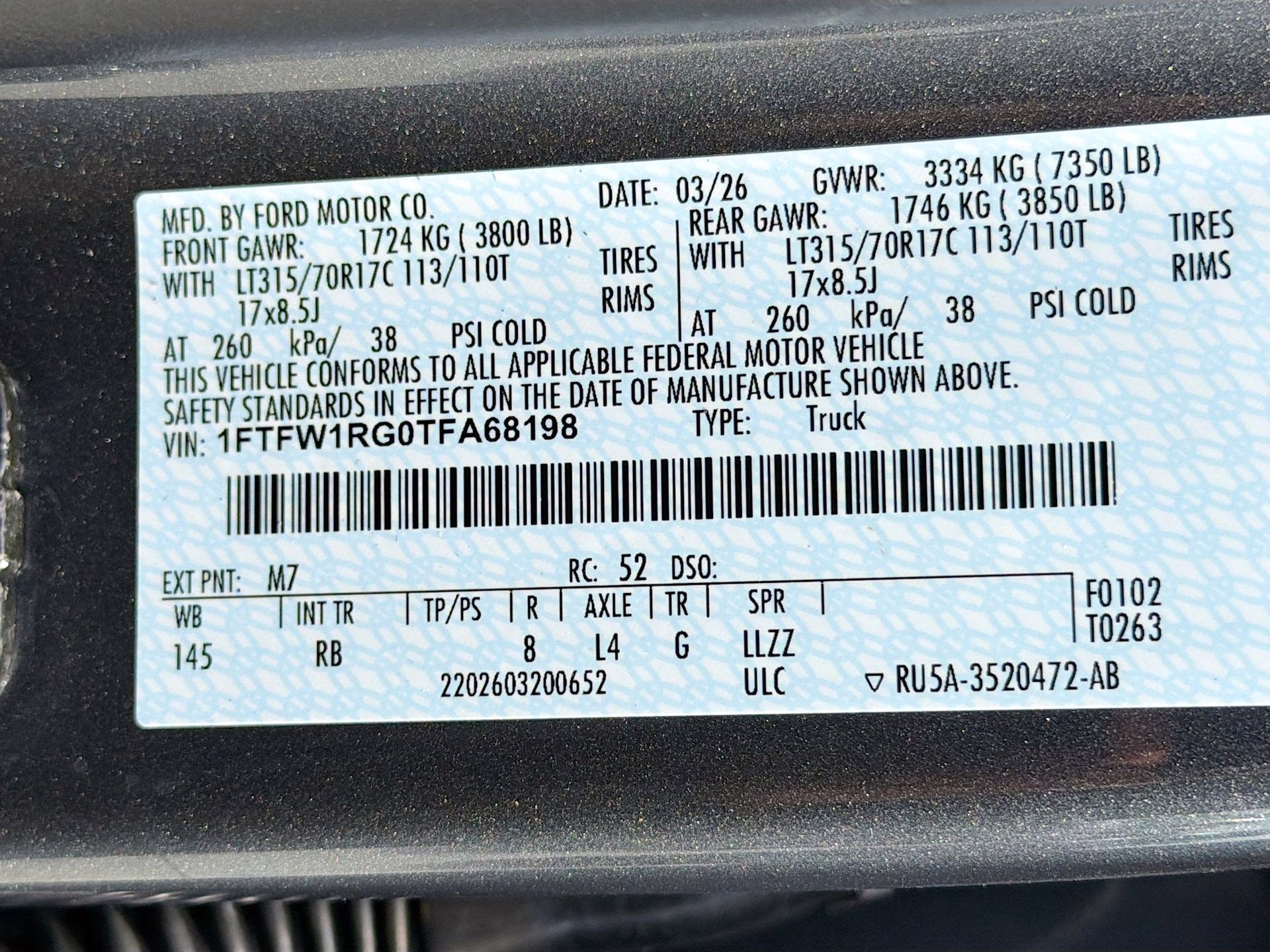 2026 Carbonized Gray Metallic Ford F-150 Raptor 4X4 Truck
