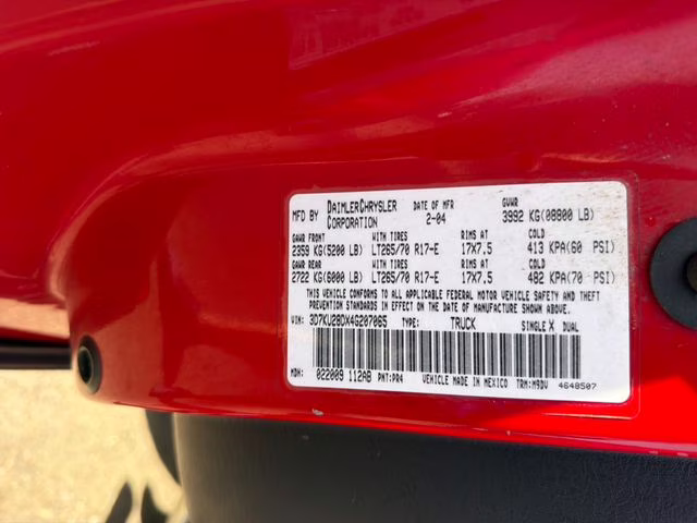 2004 Flame Red Dodge Ram 2500 SLT 4X4 Truck