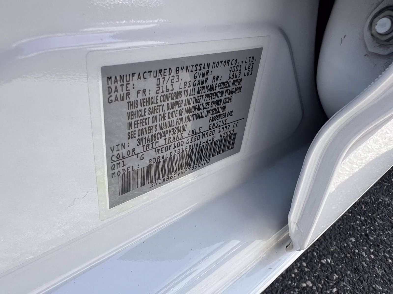 2023 White Nissan Sentra SV FWD Sedan