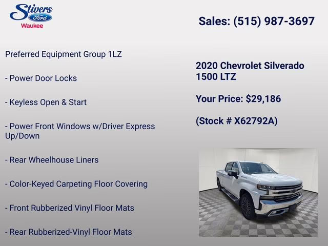 2020 Summit White Chevrolet Silverado 1500 LTZ 4X4 Truck