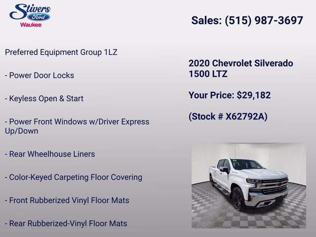 2020 Summit White Chevrolet Silverado 1500 LTZ 4X4 Truck