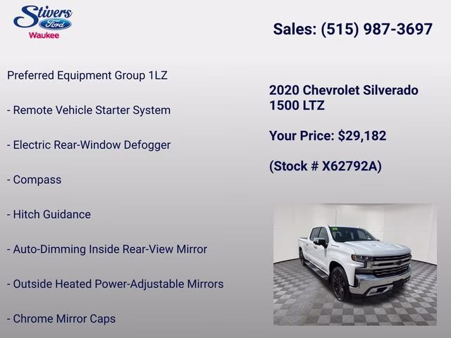 2020 Summit White Chevrolet Silverado 1500 LTZ 4X4 Truck