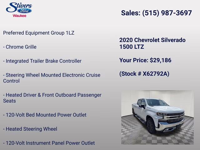 2020 Summit White Chevrolet Silverado 1500 LTZ 4X4 Truck