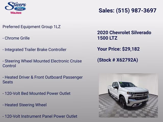 2020 Summit White Chevrolet Silverado 1500 LTZ 4X4 Truck