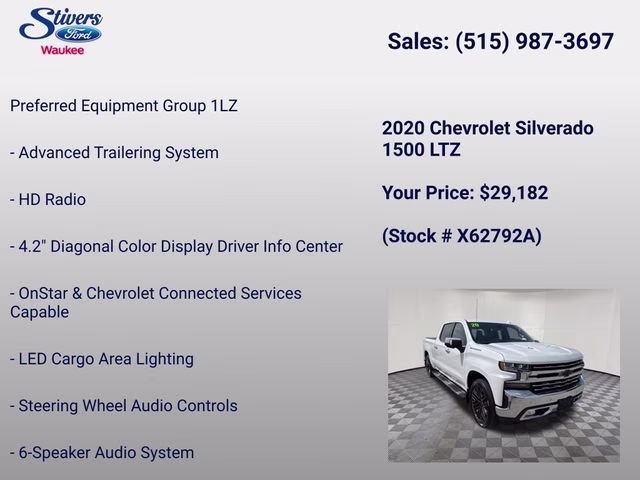 2020 Summit White Chevrolet Silverado 1500 LTZ 4X4 Truck