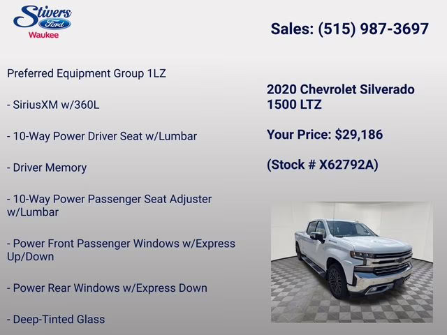 2020 Summit White Chevrolet Silverado 1500 LTZ 4X4 Truck