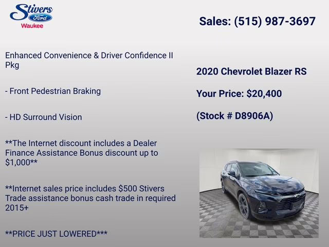 2020 Midnight Blue Metallic Chevrolet Blazer RS FWD SUV