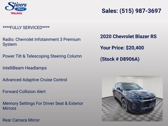 2020 Midnight Blue Metallic Chevrolet Blazer RS FWD SUV
