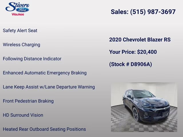 2020 Midnight Blue Metallic Chevrolet Blazer RS FWD SUV