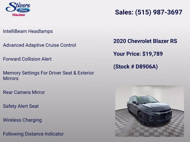 2020 Midnight Blue Metallic Chevrolet Blazer RS FWD SUV