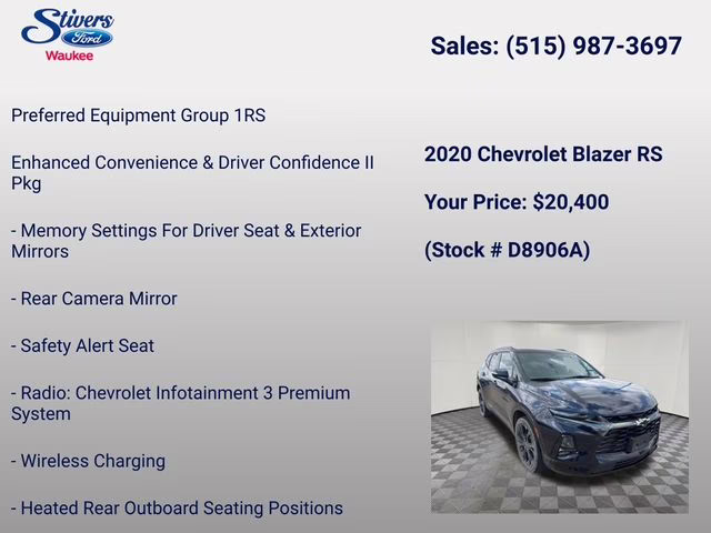 2020 Midnight Blue Metallic Chevrolet Blazer RS FWD SUV