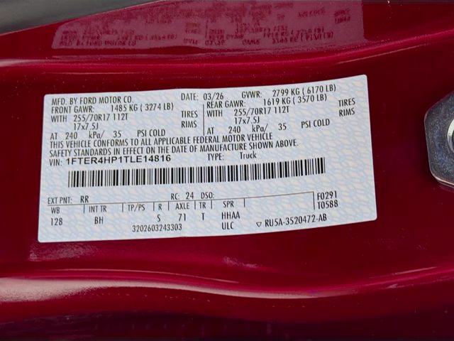 2026 Ruby Red Metallic Tinted Clearcoat Ford Ranger XLT Bozard Built 4X4 Truck