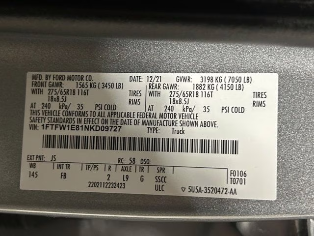 2022 Iconic Silver Metallic Ford F-150 XLT 4X4 Truck