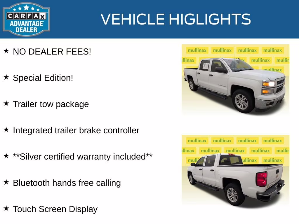 2014 Summit White Chevrolet Silverado 1500 LT RWD Truck