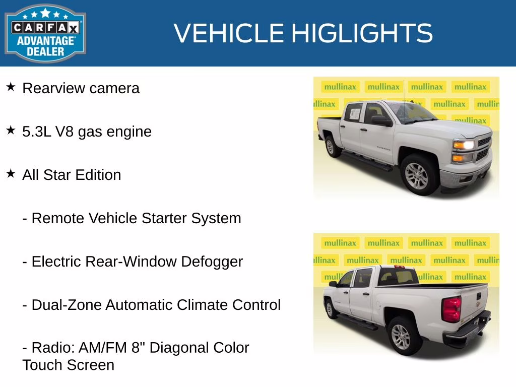 2014 Summit White Chevrolet Silverado 1500 LT RWD Truck
