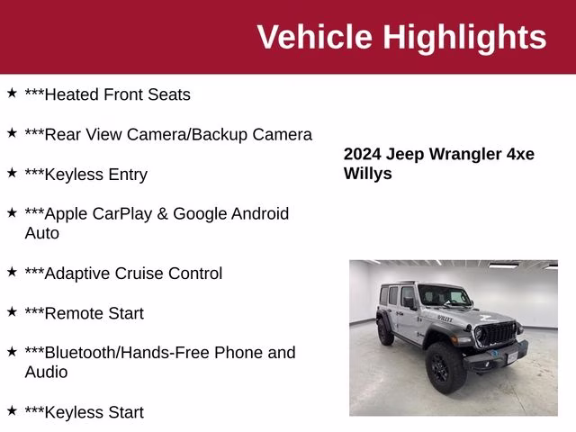 2024 Silver Zynith Clearcoat Jeep Wrangler Willys 4xe 4X4 SUV