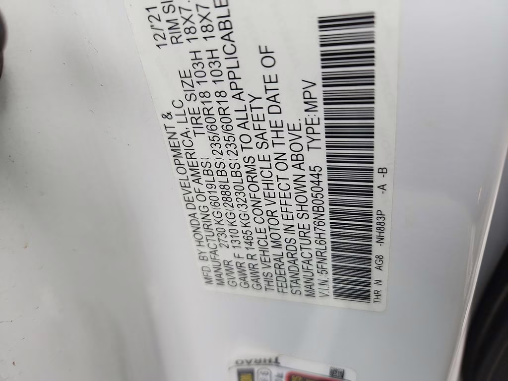 2022 Platinum White Pearl Honda Odyssey EX-L FWD Van