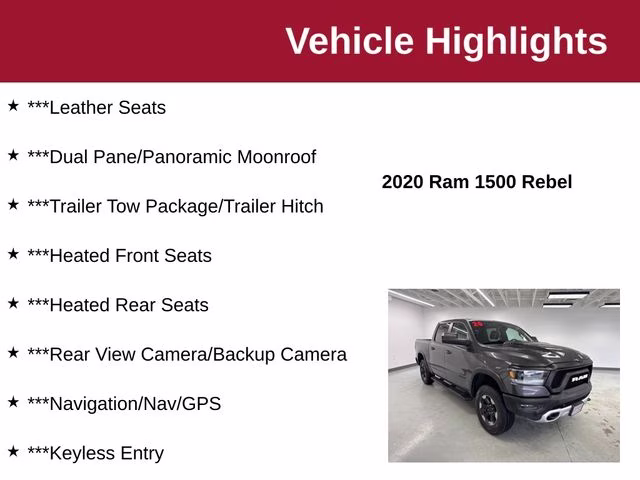 2020 Granite Crystal Metallic Clearcoat Ram 1500 Rebel 4X4 Truck