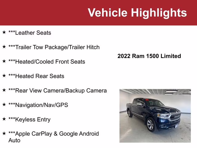 2022 Patriot Blue Pearlcoat Ram 1500 Limited 4X4 Truck