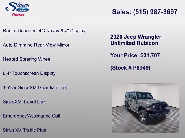 2020 Sting-Gray Clearcoat Jeep Wrangler Unlimited Rubicon 4X4 SUV