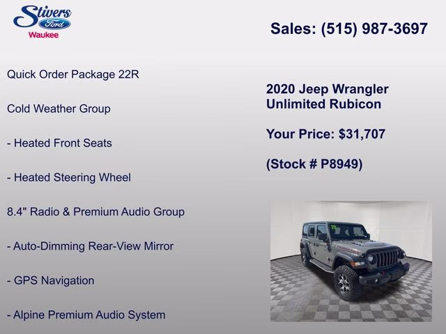 2020 Sting-Gray Clearcoat Jeep Wrangler Unlimited Rubicon 4X4 SUV