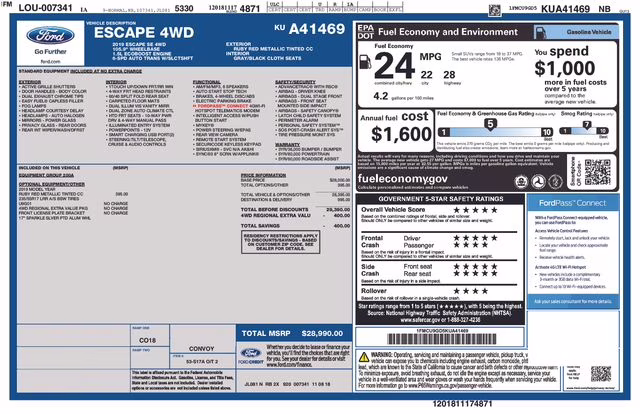 2019 Ruby Red Metallic Ford Escape SE 4X4 SUV