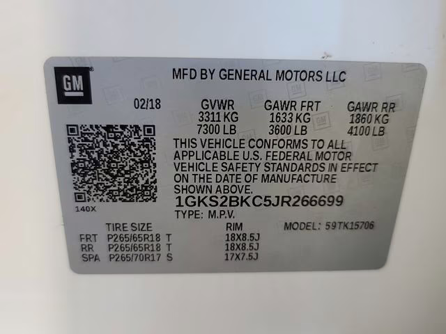 2018 White Frost Tricoat GMC Yukon SLT 4X4 SUV