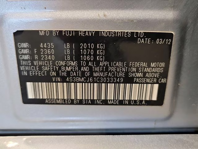 2012 Ice Silver Metallic Subaru Legacy 2.5i AWD Sedan