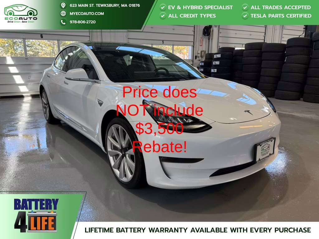 2018 Pearl White Multi-Coat Tesla Model 3 Long Range AWD Sedan