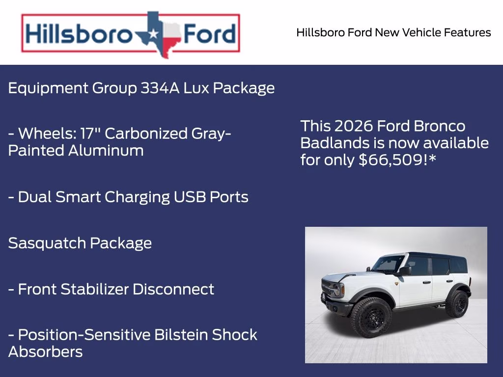 2026 Avalanche Gray Ford Bronco Badlands 4X4 SUV