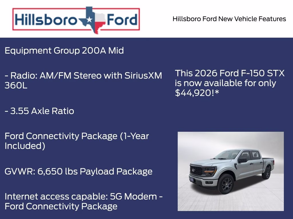 2026 Iconic Silver Metallic Ford F-150 STX 4X4 Truck