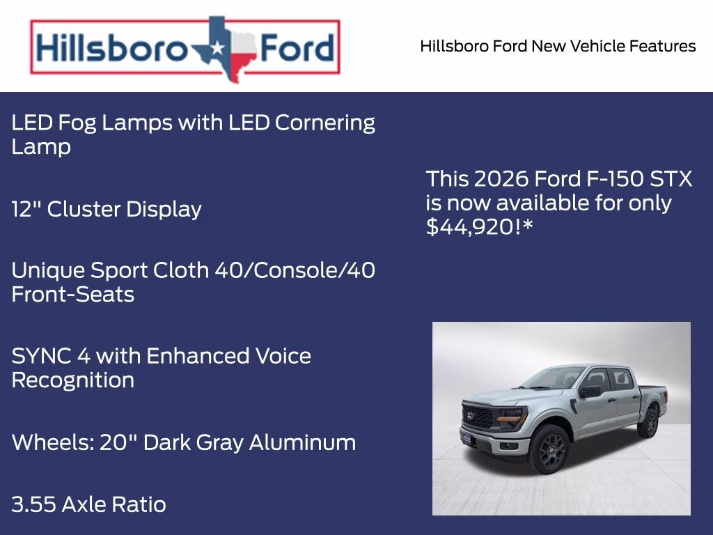 2026 Iconic Silver Metallic Ford F-150 STX 4X4 Truck