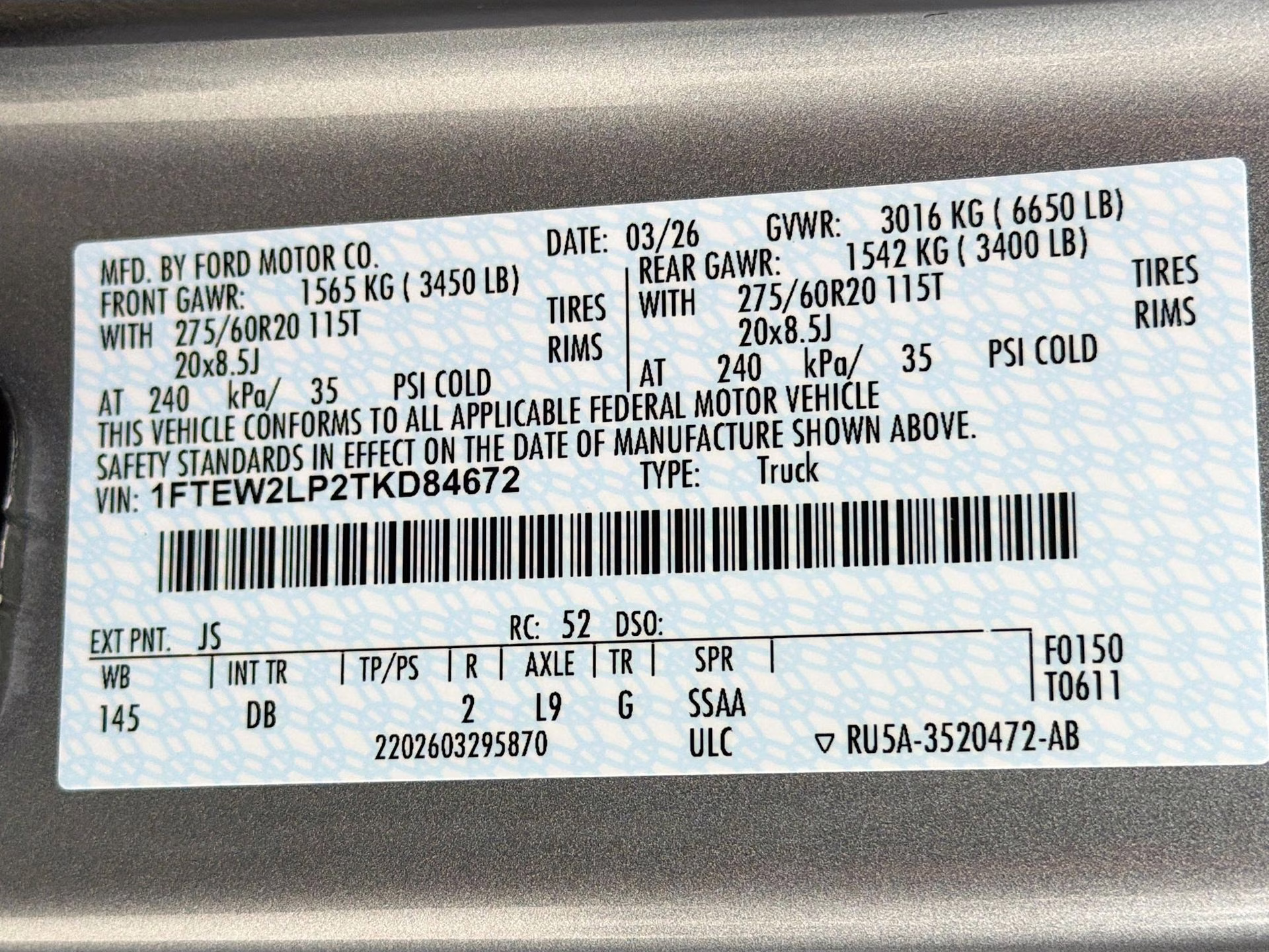 2026 Iconic Silver Metallic Ford F-150 STX 4X4 Truck