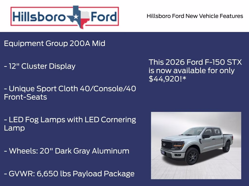 2026 Iconic Silver Metallic Ford F-150 STX 4X4 Truck
