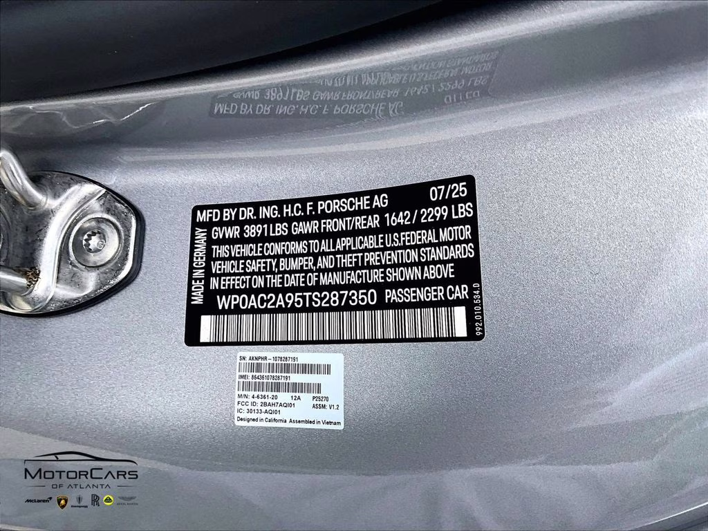 2026 GT Silver Metallic Porsche 911 GT3 TouringLightweight Package RWD Coupe