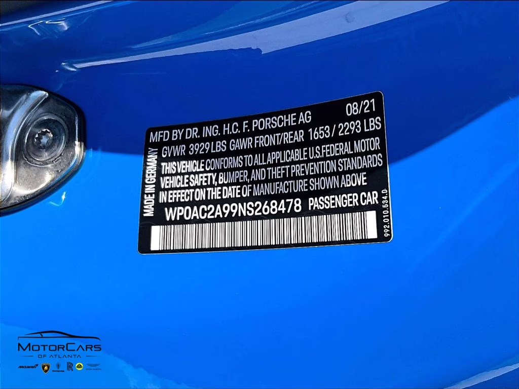 2022 Shark Blue Porsche 911 GT3 RWD Coupe