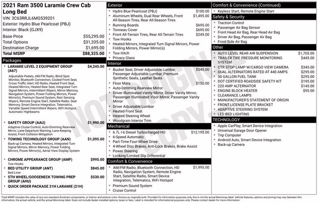 2021 Hydro Blue Pearlcoat Ram 3500 Laramie 4X4 Truck