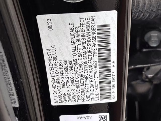 2023 Crystal Black Pearl Honda Accord Sedan EX FWD Sedan