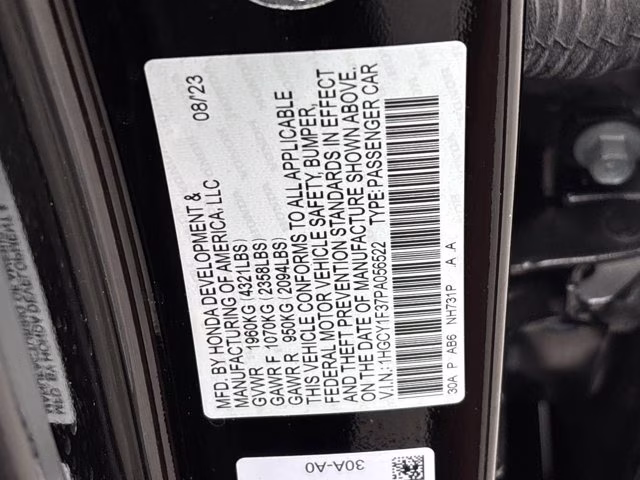 2023 Crystal Black Pearl Honda Accord Sedan EX FWD Sedan