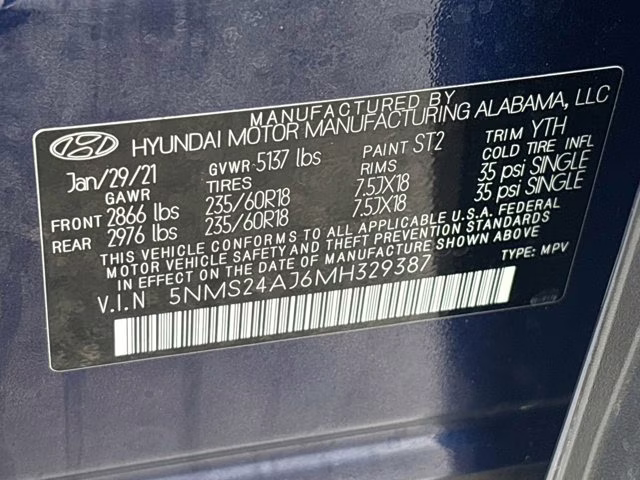 2021 Stormy Sea Hyundai Santa Fe SEL FWD SUV