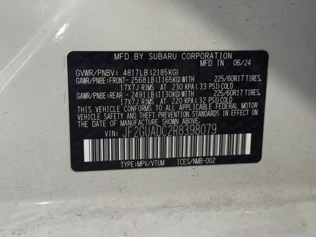 2024 Crystal White Pearl Subaru Crosstrek Premium AWD SUV