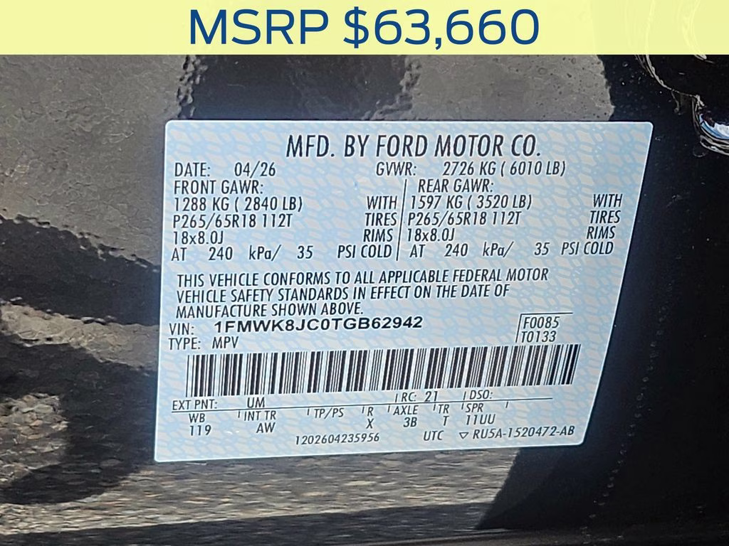 2026 Agate Black Metallic Ford Explorer Tremor 4X4 SUV