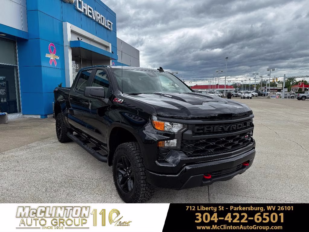 2026 Black Chevrolet Silverado Custom Trail Boss 4X4 Truck