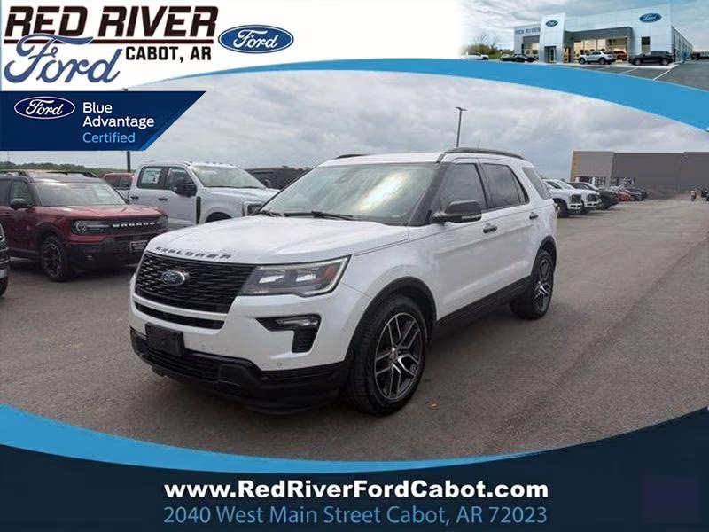 2019 White Platinum Metallic Tri-Coat Ford Explorer Sport 4X4 SUV