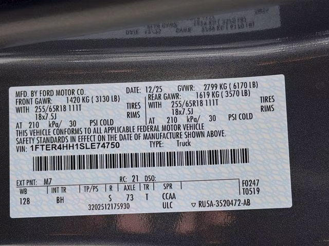 2025 Carbonized Gray Metallic Ford Ranger XLT 4X4 Truck