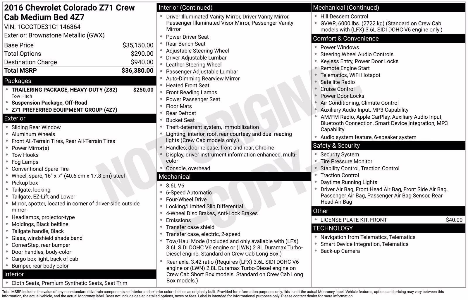 2016 Brownstone Metallic Chevrolet Colorado Z71 4X4 Truck