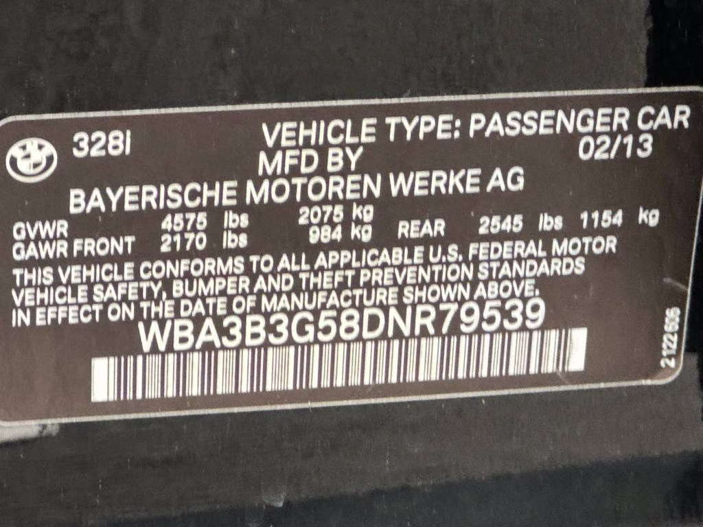 2013 Jet Black BMW 3 Series 328i xDrive AWD Sedan